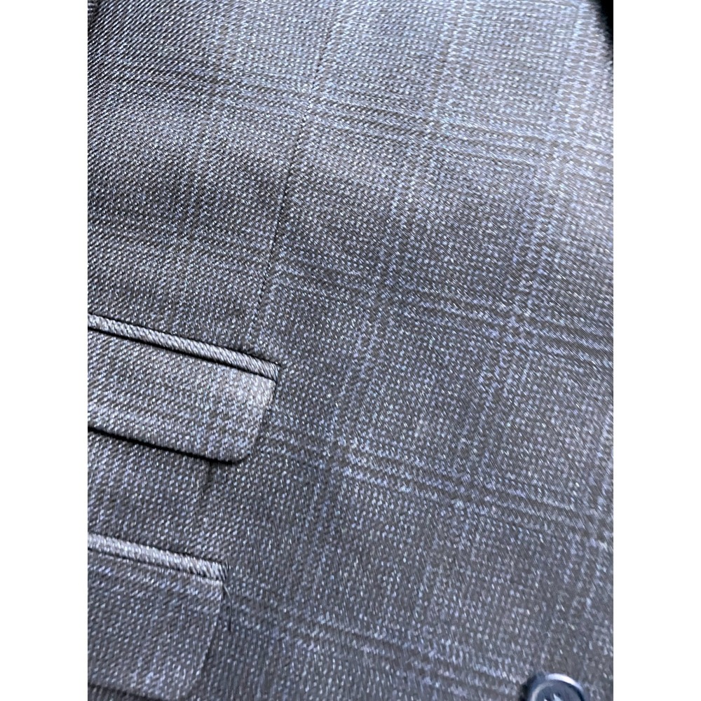 Van Heusen Studio 44R Blue Black Plaid Elbow Patch Blazer - Picture 13 of 13